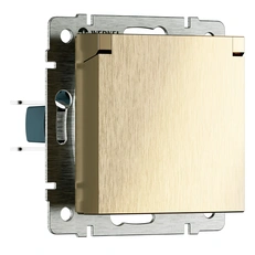 Изображение Розетка влагозащищенные с заземлением с крышкой и шторками (шампань рифленый) W1171210