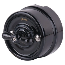 Изображение Переключатель/выключатель одноклавишный (черный) Ретро W5612008